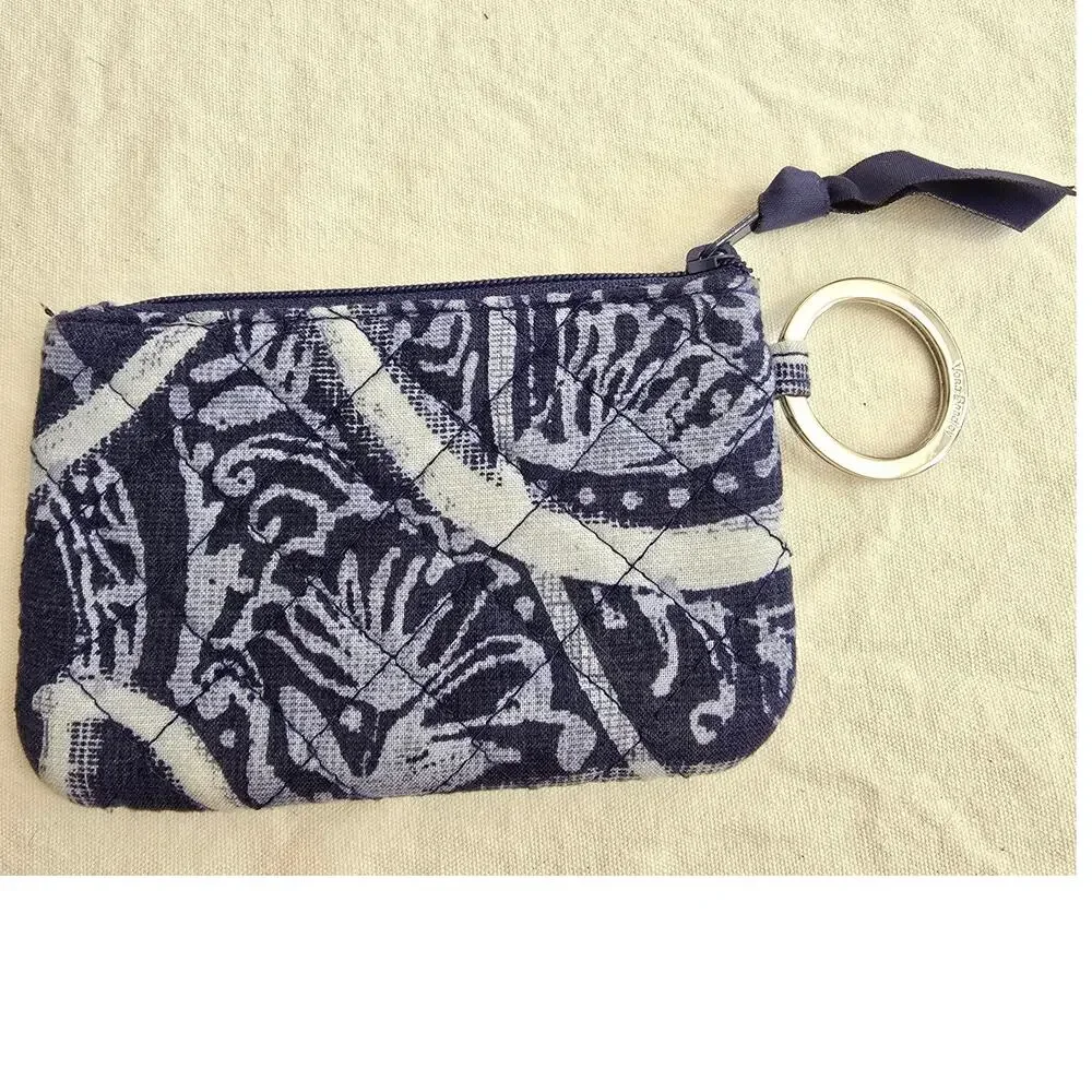 Vera Bradley Zip ID Case Navy Blue Paisley White - Picture 2 of 5